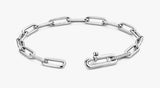 Sterling Silver 7 1/2" Long Oval Link Bracelet with CZ