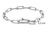 Sterling Silver 7 1/2" Long Oval Link Bracelet with CZ