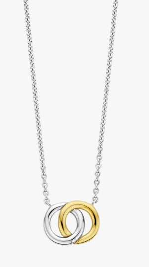 Sterling Silver/18K Gold Plated Double Circle Fixed Pendant with 15-19