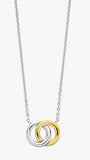 Sterling Silver/18K Gold Plated Double Circle Fixed Pendant with 15-19" Chain