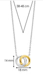 Sterling Silver/18K Gold Plated Double Circle Fixed Pendant with 15-19" Chain