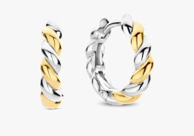 Sterling Silver/18K Gold Plated Small Twist Huggies