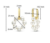 Sterling Silver/18K Gold Plated Paperclip Huggies with Fashion Pearl Circles