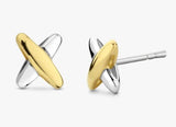 Sterling Silver/18K Gold Plated "X" Stud Earrings