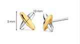 Sterling Silver/18K Gold Plated "X" Stud Earrings