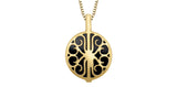 10K Yellow Gold Onyx & Diamond Pendant with 17-18" Chain