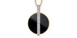 10K Yellow Gold Onyx & Diamond Pendant with 17-18" Chain
