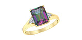 10K Yellow Gold Mystic Topaz & Diamond Ring