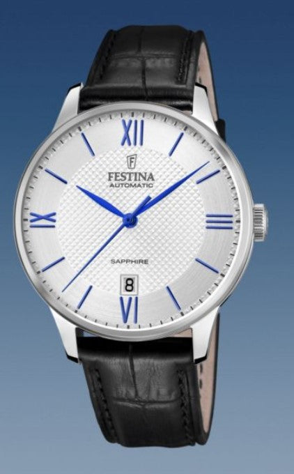 Festina 21 Jewel Automatic Date  50M WR Sapphire Crystal Stainless Case Black Strap