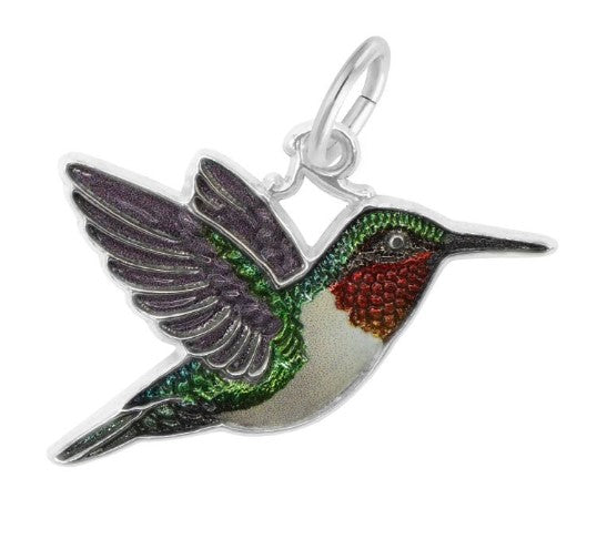 Sterling Silver Hummingbird - Painted Charm
