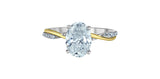 14K White/Yellow Gold Oval Lab Grown Diamond and Lab Grown Diamond Shoulder Stone Engagement Ring