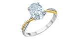 14K White/Yellow Gold Oval Lab Grown Diamond and Lab Grown Diamond Shoulder Stone Engagement Ring