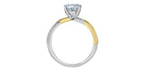 14K White/Yellow Gold Oval Lab Grown Diamond and Lab Grown Diamond Shoulder Stone Engagement Ring