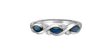 10K White Gold 3 Marquise Blue Sapphire and Diamond Band