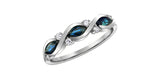 10K White Gold 3 Marquise Blue Sapphire and Diamond Band