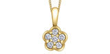 10K Yellow Gold 6 Diamond "Flower" Pendant with 17-18" Chain