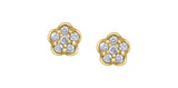 10K Yellow Gold 12 Diamond  "Flower" Stud Earrings