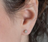 10K Yellow Gold 12 Diamond  "Flower" Stud Earrings