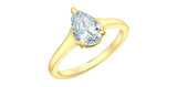 14K Yellow Gold Pear Shaped Lab Grown Diamond Engagement Ring with Flared Shoulders