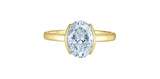 14K Yellow Gold Oval Lab Grown Diamond Semi Bezel Set with Hidden Halo Engagement Ring
