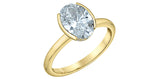 14K Yellow Gold Oval Lab Grown Diamond Semi Bezel Set with Hidden Halo Engagement Ring
