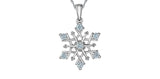 Sterling Silver 7 Lab Grown Diamond Snowflake Pendant with 18" Chain
