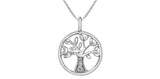 Sterling Silver 3 Lab Grown Diamond Tree Of Life Pendant with 18" Chain
