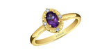 10K Yellow Gold Amethyst with Canadian Diamonds Ring