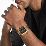 Festina Quartz Date 50MWR Rectangular Black Dial Stainless Steel/Yellow Gold Plate Case & Bracelet