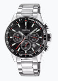 Festina Quartz Date Chronograph 100M WR Black Dial & Bezel Stainless Steel Case & Bracelet