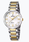 Festina Quartz 50MWR 8 Clear Stone Markers Stainless Steel/Yellow Gold Plate Case & Bracelet