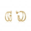 Sterling Silver/Yellow Gold Plate Double Half Hoop Stud Earrings