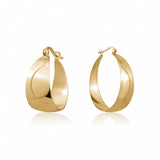 Sterling Silver/Yellow Gold Plate Wide Tapered 20mm Hoops