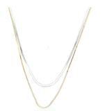 Sterling Silver/Yellow Gold Plate 2 Strand (Herringbone & Square Snake) Neck 16" + 2"