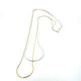 Sterling Silver/Yellow Gold Plate 2 Strand (Herringbone & Square Snake) Neck 16" + 2"