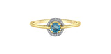10K Yellow Gold Blue Topaz with Diamond Ring