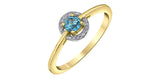 10K Yellow Gold Blue Topaz with Diamond Ring