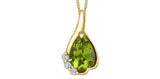 10K Yellow Gold Pear Shaped Peridot with Diamond Pendant & 17-18" Chain
