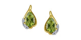 10K Yellow Gold Pear Shaped Peridot and Diamond Stud Earrings