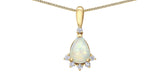 10K Yellow Gold Pear Shaped Opal & 6 Diamond Pendant with 17-18" Chain