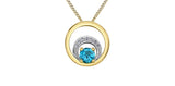 10K Yellow Gold Blue Topaz & 7 Diamond Pendant with 17-18" Chain