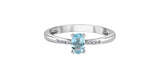 10K White Gold Oval Aquamarine & 6 Diamond Ring