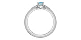 10K White Gold Oval Aquamarine & 6 Diamond Ring