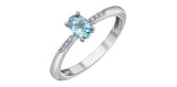 10K White Gold Oval Aquamarine & 6 Diamond Ring
