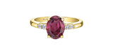 10K Yellow Gold Oval Rhodolite Garnet and Canadian Diamond Ring