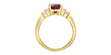 10K Yellow Gold Oval Rhodolite Garnet and Canadian Diamond Ring
