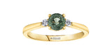 14K Yellow Gold Green Sapphire & Canadian Diamond Ring