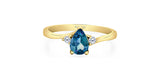 10K Yellow Gold Pear Shaped London Blue Topaz & Canadian Diamond Ring