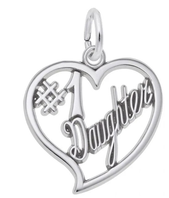 Sterling Silver #1 Daughter in Heart Charm