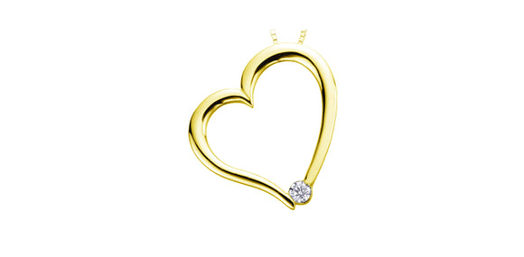 10K Yellow Gold Canadian Diamond Heart Pendant with 17-18